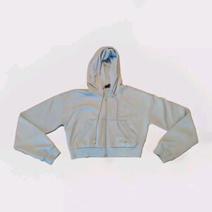 PacSun Cropped Hoodie Sweatshirt Women Small Green Full Zip Long Sleeve